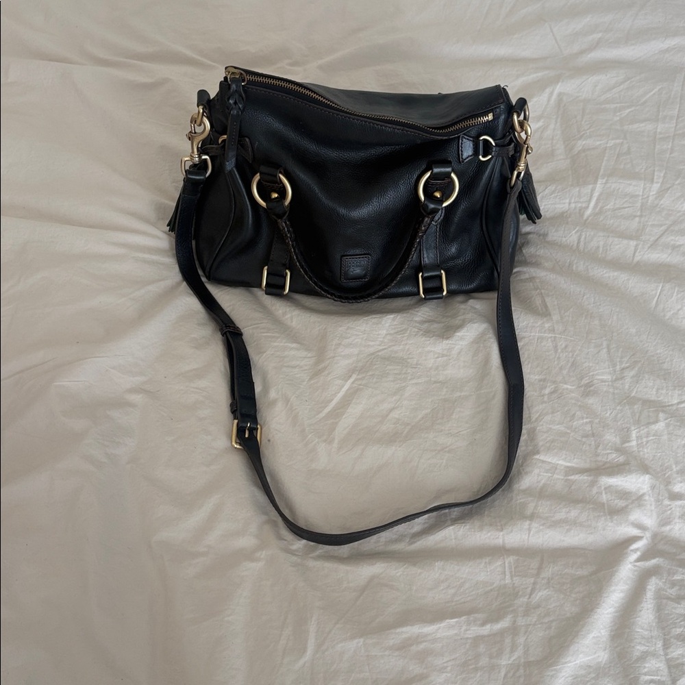 Dooney & Bourke Black Leather Shoulder Bag with Gold Hardware - Picture 4 of 5